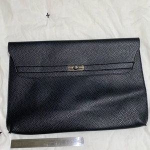 Black Pebbled Vegan Leather Clutch